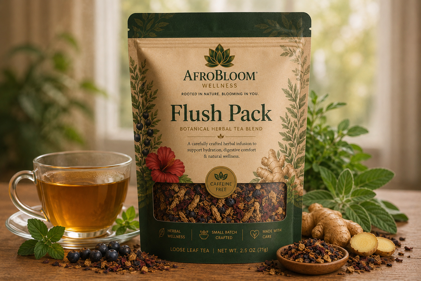 AfroBloom Flush Pack™ Herbal Tea Blend – Botanical Wellness Support