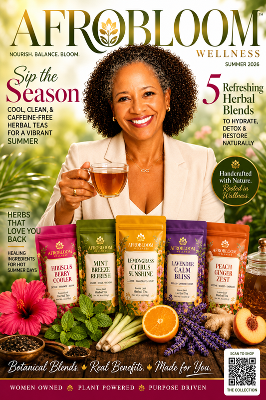 AfroBloom Summer Herbal Tea Blend Collection | 5 Caffeine-Free Loose Leaf Botanical Teas